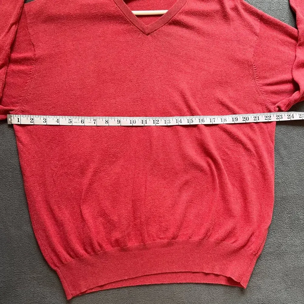 Peter Millar Luxury Blend Pullover Mens Large Orange Cashmere Sweater V-Neck